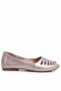 Discount Maciejka Baleriny Damskie Skórzane Złote 03497-25