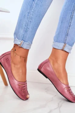 Discount Baleriny Damskie Skórzane Różowe 03497-15 Damskie Baleriny Skórzane|Baleriny Klasyczne