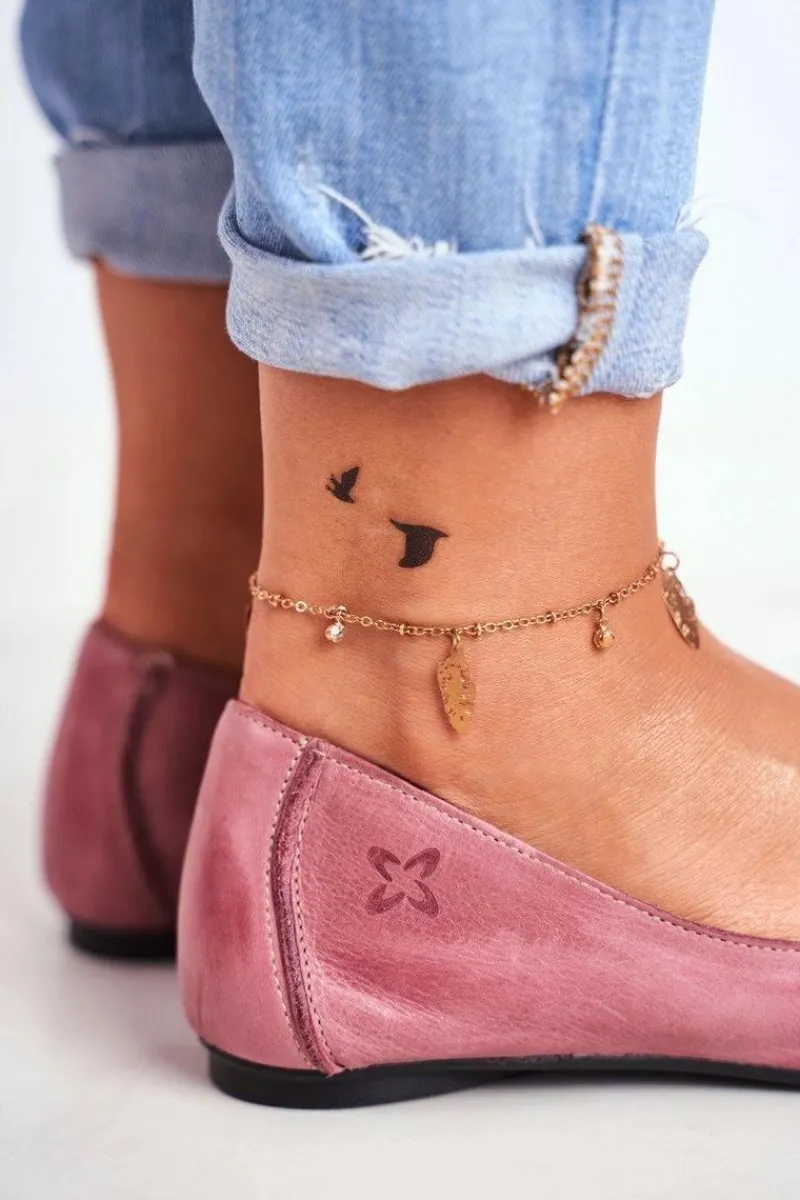 Discount Baleriny Damskie Skórzane Różowe 03497-15 Damskie Baleriny Skórzane|Baleriny Klasyczne