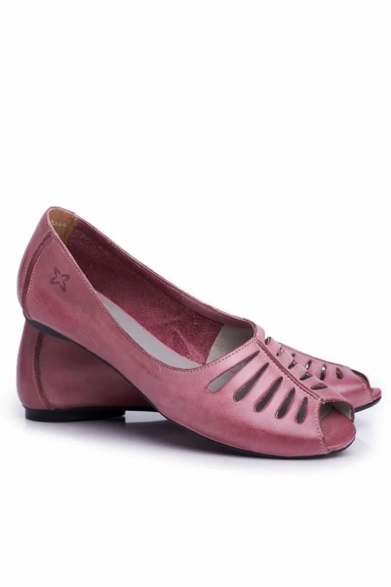 Discount Baleriny Damskie Skórzane Różowe 03497-15 Damskie Baleriny Skórzane|Baleriny Klasyczne
