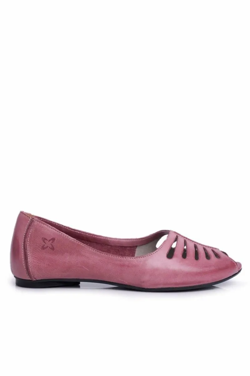 Discount Baleriny Damskie Skórzane Różowe 03497-15 Damskie Baleriny Skórzane|Baleriny Klasyczne