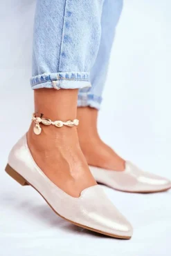 Baleriny Klasyczne>Buty Sergio Leone Baleriny Damskie Sergio Leone Beżowo Złote BL610