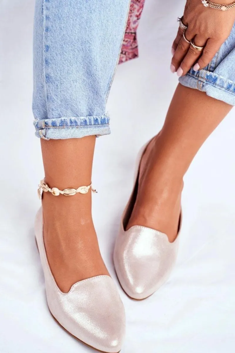 Baleriny Klasyczne>Buty Sergio Leone Baleriny Damskie Sergio Leone Beżowo Złote BL610