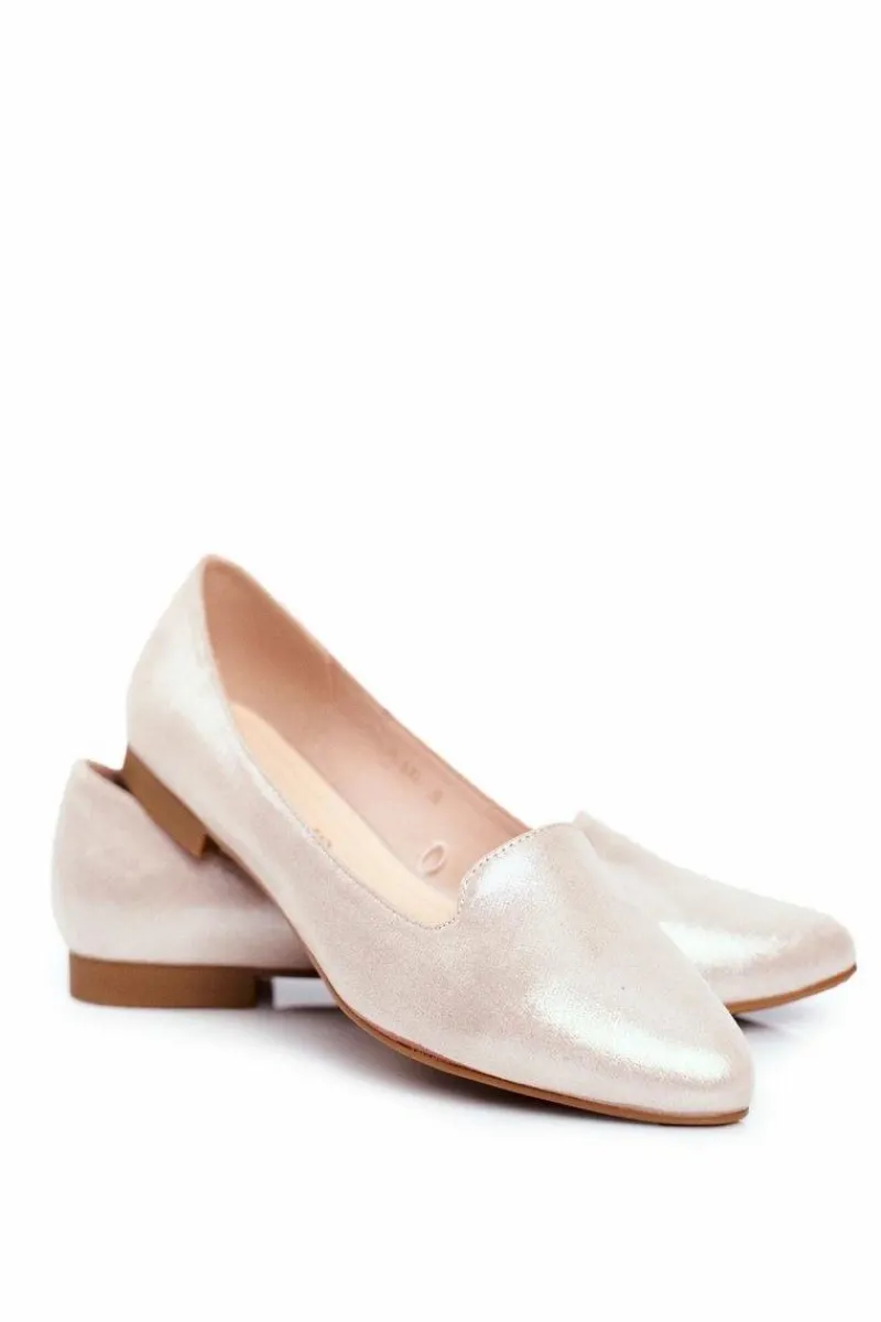 Baleriny Klasyczne>Buty Sergio Leone Baleriny Damskie Sergio Leone Beżowo Złote BL610