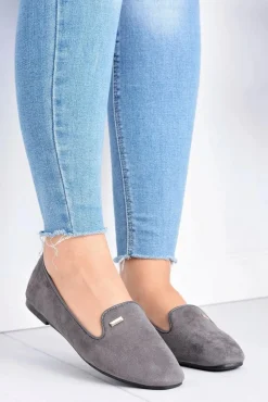 Online Boto Baleriny Damskie Szare Zamszowe Neala