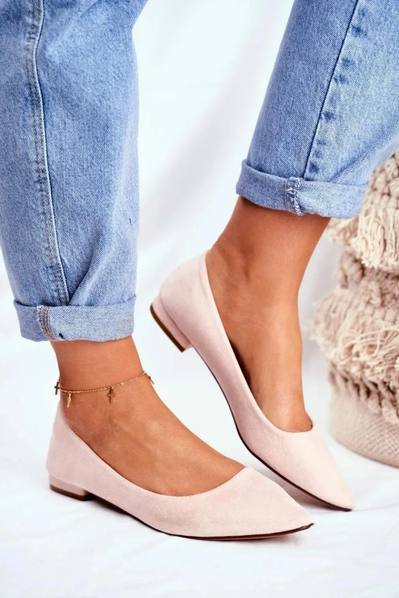 Baleriny Klasyczne>Evento Baleriny Damskie W Szpic Zamszowe Beżowe Westley