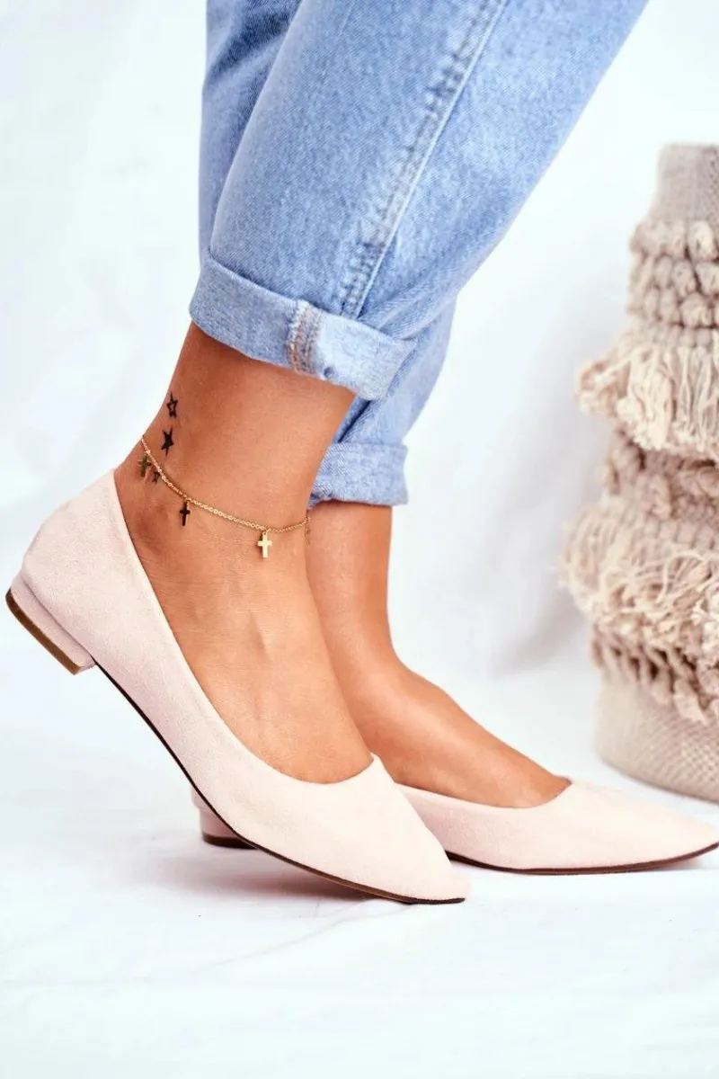 Baleriny Klasyczne>Evento Baleriny Damskie W Szpic Zamszowe Beżowe Westley