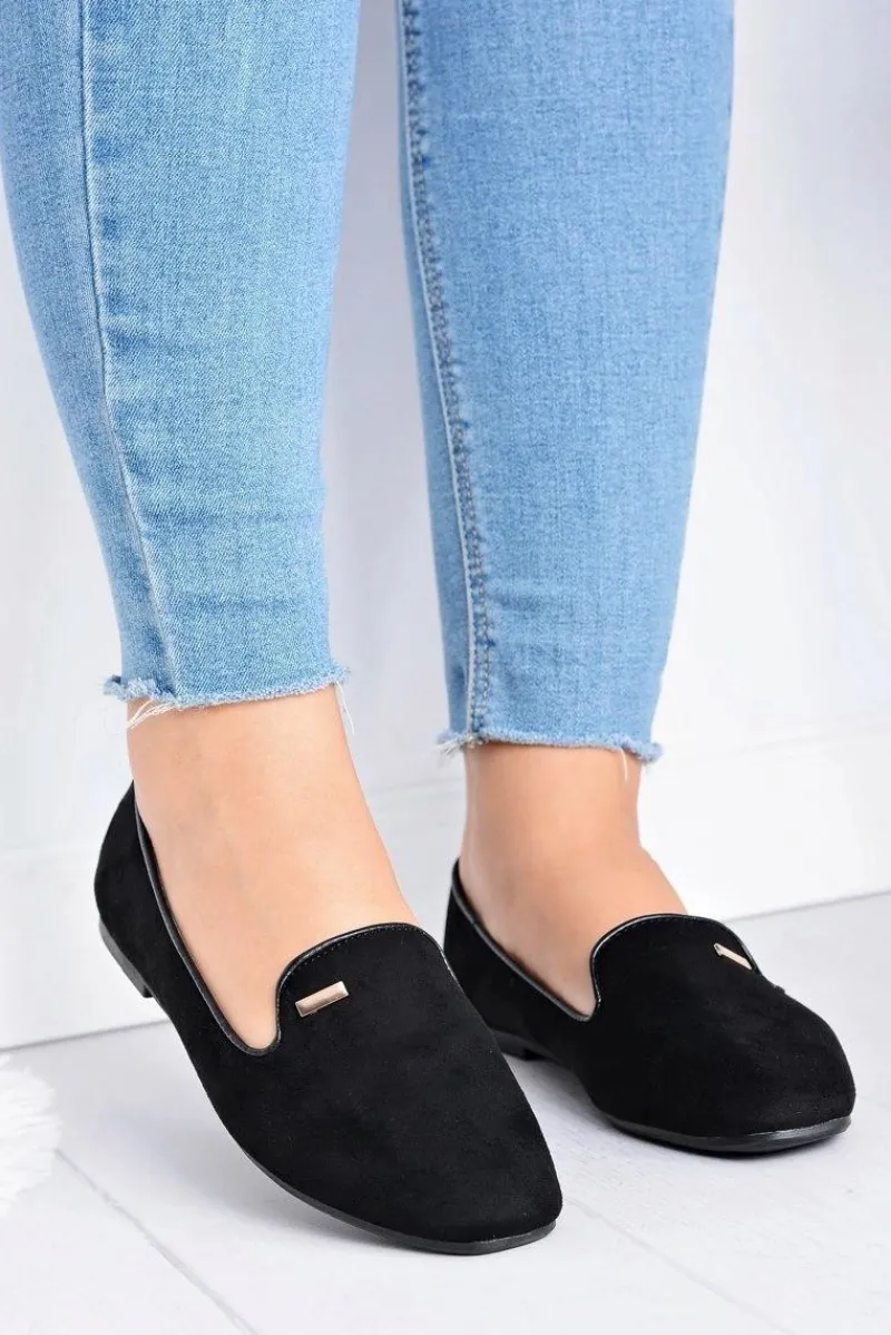 Baleriny Klasyczne>Boto Baleriny Damskie Zamszowe Czarne Neala