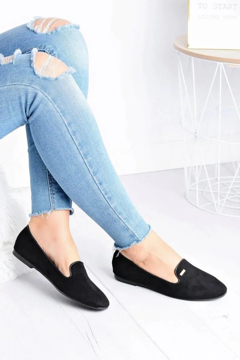 Baleriny Klasyczne>Boto Baleriny Damskie Zamszowe Czarne Neala