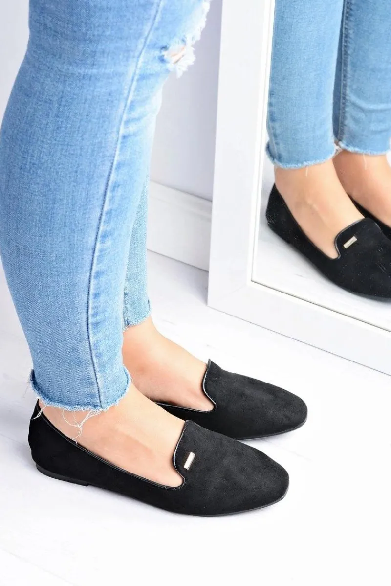 Baleriny Klasyczne>Boto Baleriny Damskie Zamszowe Czarne Neala