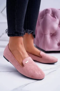 Best Baleriny Damskie Zamszowe Pudrowy Róż Neala Damskie Baleriny Klasyczne