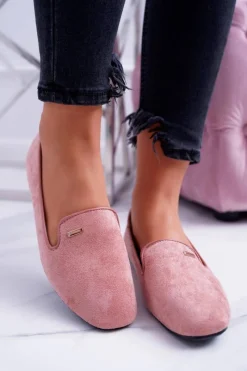 Best Baleriny Damskie Zamszowe Pudrowy Róż Neala Damskie Baleriny Klasyczne