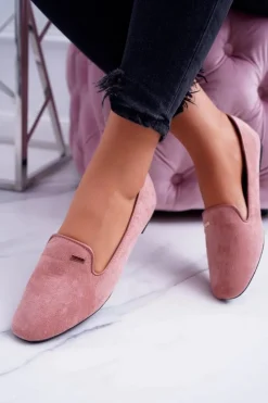 Best Baleriny Damskie Zamszowe Pudrowy Róż Neala Damskie Baleriny Klasyczne