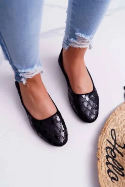 Outlet Boto Baleriny Damskie Zamszowe Czarne Merante