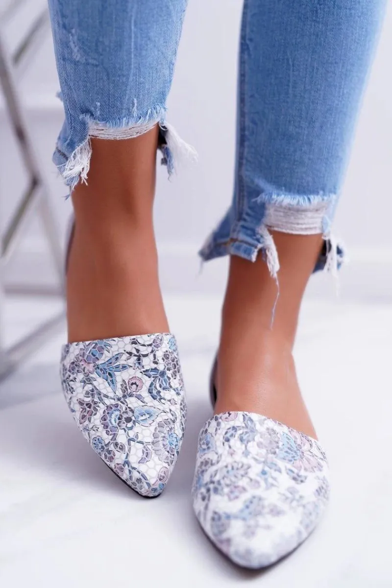 Hot Laura Messi Baleriny 1110 Skóra Szare Augure