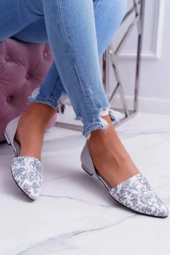 Hot Laura Messi Baleriny 1110 Skóra Szare Augure