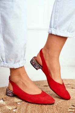 Clearance Maciejka Baleriny Na Obcasie Czerwone 04482-08