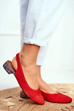 Clearance Maciejka Baleriny Na Obcasie Czerwone 04482-08