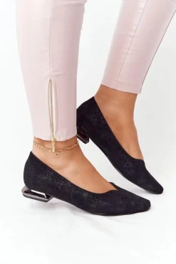 Mokasyny Damskie Zamszowe|Baleriny Klasyczne>Buty damskie Vinceza Baleriny Na Srebrnym Obcasie Vinceza 21-10601 Czarne