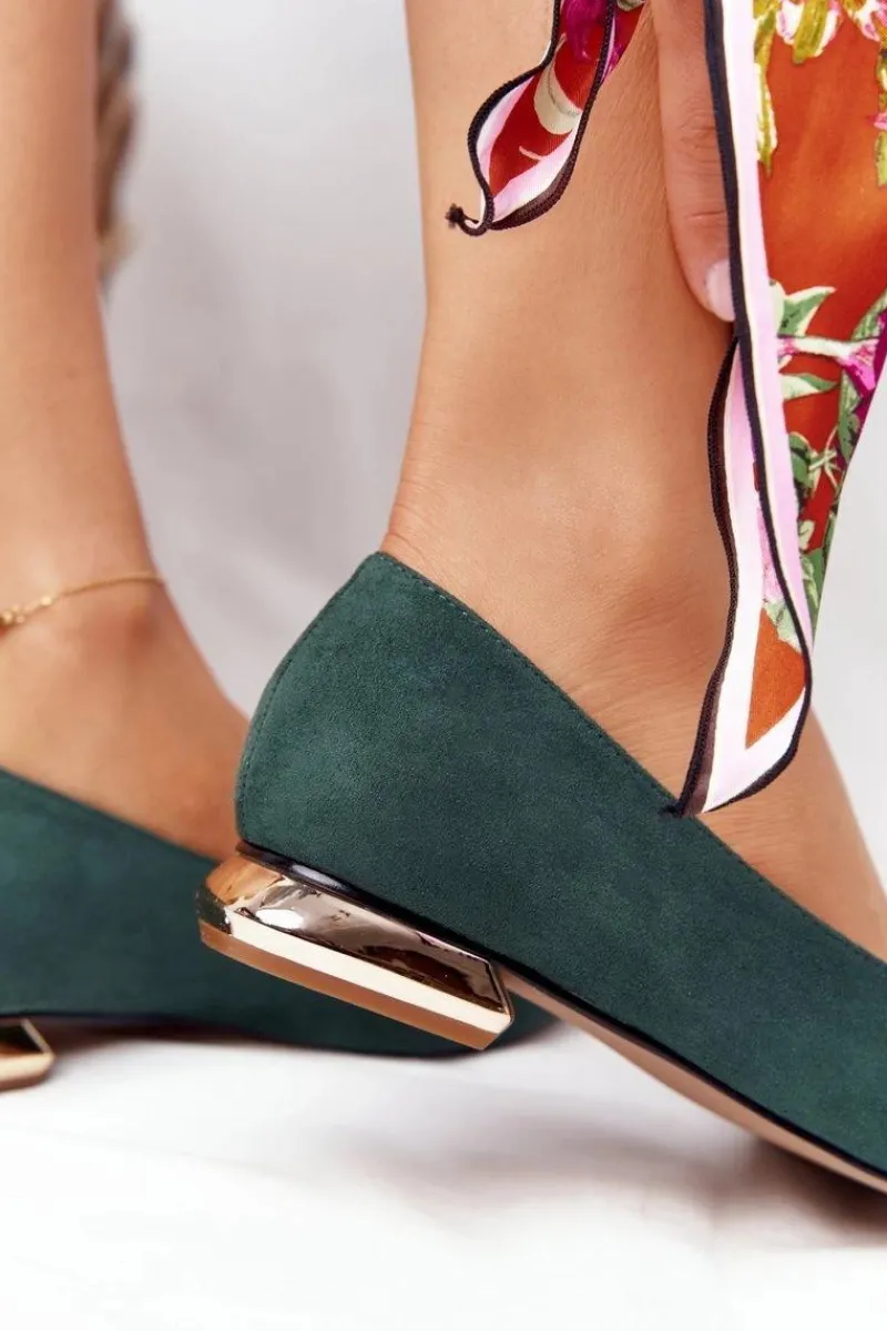 New Buty damskie Vinceza Baleriny Na Złotym Obcasie Vinceza 21-10601 Zielone