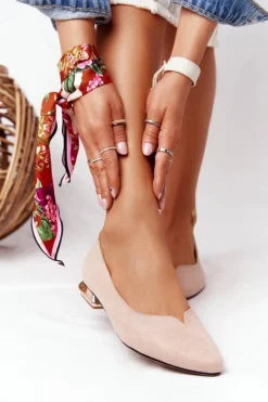 Clearance Buty damskie Vinceza Baleriny Na Złotym Obcasie Vinceza 21-10601 Beżowe