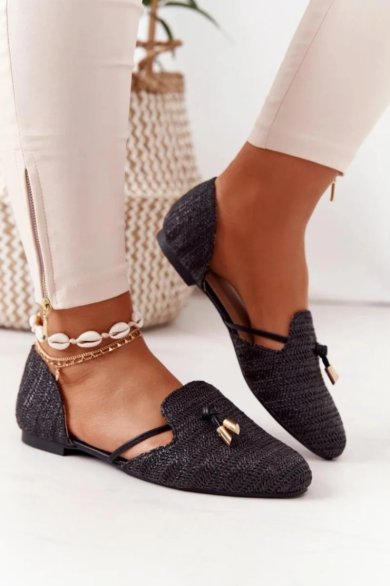 Best Boto Baleriny W Szpic Z Plecionką Lu Boo Czarne