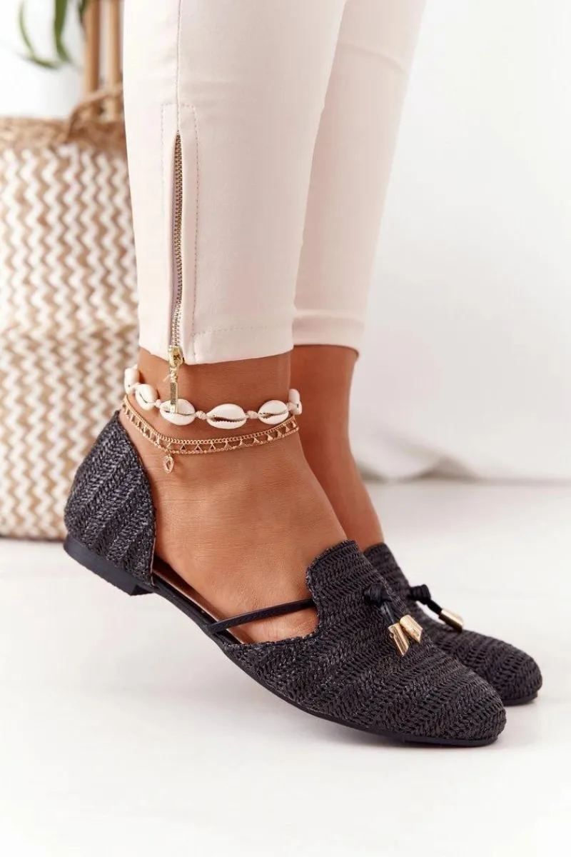 Best Boto Baleriny W Szpic Z Plecionką Lu Boo Czarne