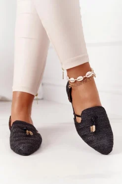 Best Boto Baleriny W Szpic Z Plecionką Lu Boo Czarne