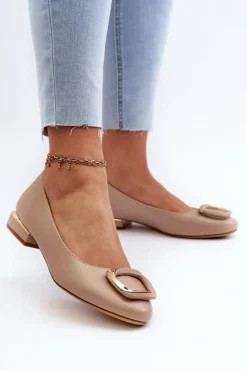 Online Buty Sergio Leone Baleriny Z Klamrą Sergio Leone BL203 Beżowe