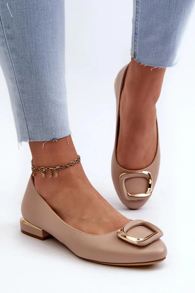 Online Buty Sergio Leone Baleriny Z Klamrą Sergio Leone BL203 Beżowe