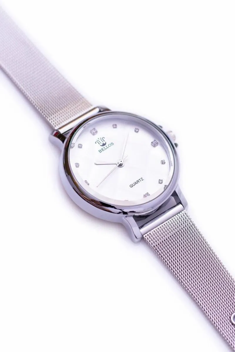 New Bellos Damski Srebrny Zegarek Bransoleta Faciatto Zegarki