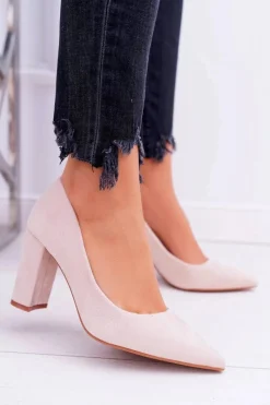 Hot Boto Beżowe Zamszowe Czółenka Satisfied