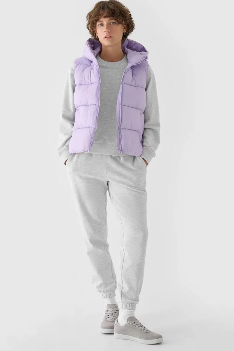 Best 4F Bezrękawnik Damski Puchowy Z Kapturem WAW24TVJAF141-52S Fioletowy