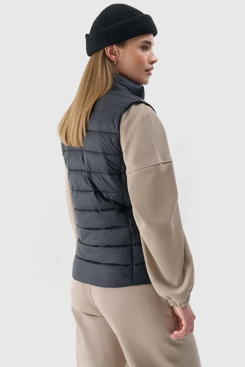 Hot 4F Bezrękawnik Damski Puchowy Ze Stójką WAW24TVJAF139-20S Czarny