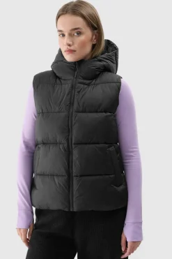 Best 4F Bezrękawnik Damski Puchowy Z Kapturem WAW24TVJAF141-20S Czarny