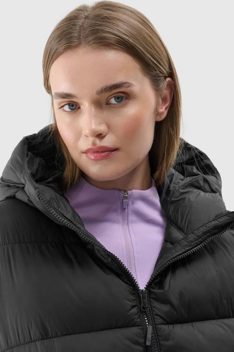 Best 4F Bezrękawnik Damski Puchowy Z Kapturem WAW24TVJAF141-20S Czarny