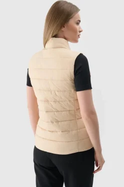 Bluzy Damskie|Odzież 4F></noscript>4F Bezrękawnik Damski Puchowy Ze Stójką WAW24TVJAF139-83S Beżowy