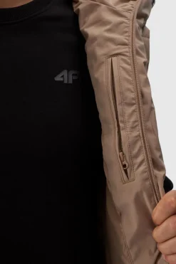 Kurtki Męskie|Odzież 4F></noscript>4F Bezrękawnik Puchowy Męski Z Kapturem WAW24TVJAM144-83S Beżowy