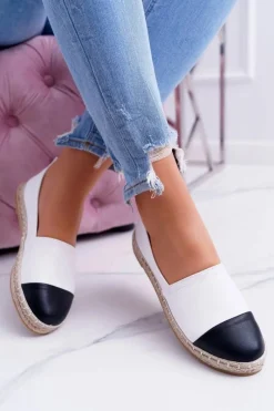 Outlet Białe Damskie Espadryle Flaty Damskie Czarne Espadryle