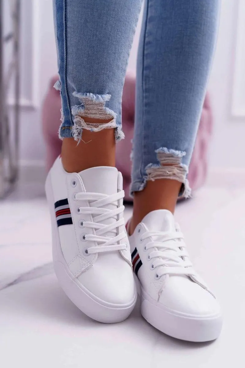 Outlet Boto Białe Damskie Sportowe Tenisówki Acarana