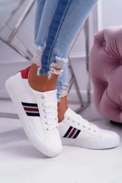 Outlet Boto Białe Damskie Sportowe Tenisówki Acarana