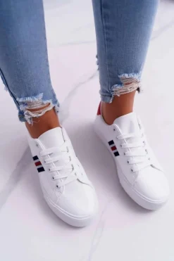 Outlet Boto Białe Damskie Sportowe Tenisówki Acarana