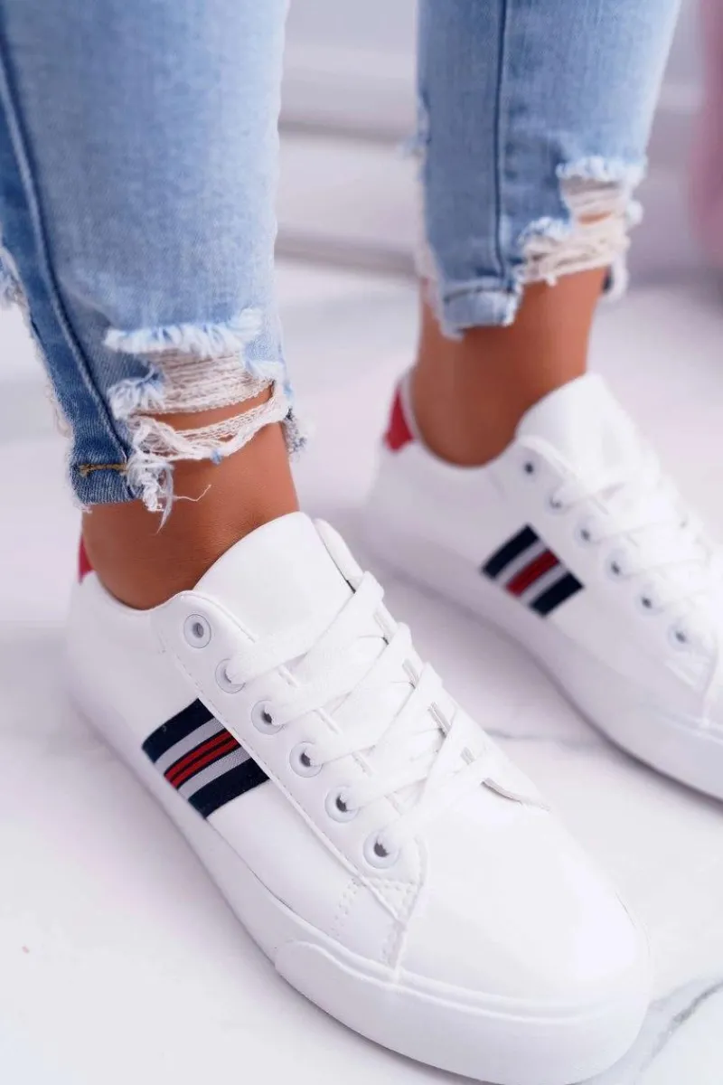 Outlet Boto Białe Damskie Sportowe Tenisówki Acarana
