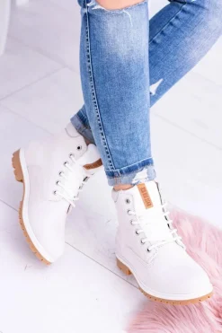 Hot Big Star Botki Damskie Białe Timberki Traperki Timon Damskie Damskie Trapery|Botki Sznurowane