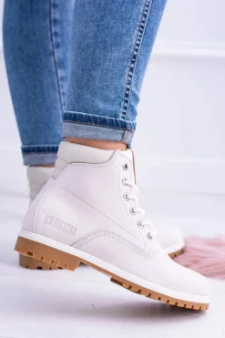 Hot Big Star Botki Damskie Białe Timberki Traperki Timon Damskie Damskie Trapery|Botki Sznurowane