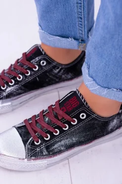 New Big Star Czarne Posrebrzane Tenisówki Trampki BB274013 Damskie Trampki Damskie Big Star|Trampki Damskie Niskie