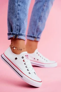 Sale Big Star Shoes Big Star Damskie Białe Trampki T274022 Biały