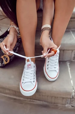 Sale Big Star Shoes Big Star Damskie Białe Trampki T274022 Biały