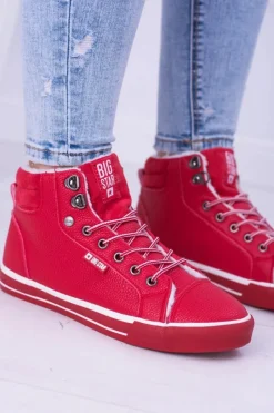 Clearance Big Star Shoes Big Star Ocieplane Czerwone Damskie Tenisówki BB274003