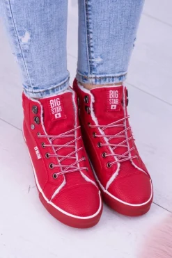 Clearance Big Star Shoes Big Star Ocieplane Czerwone Damskie Tenisówki BB274003